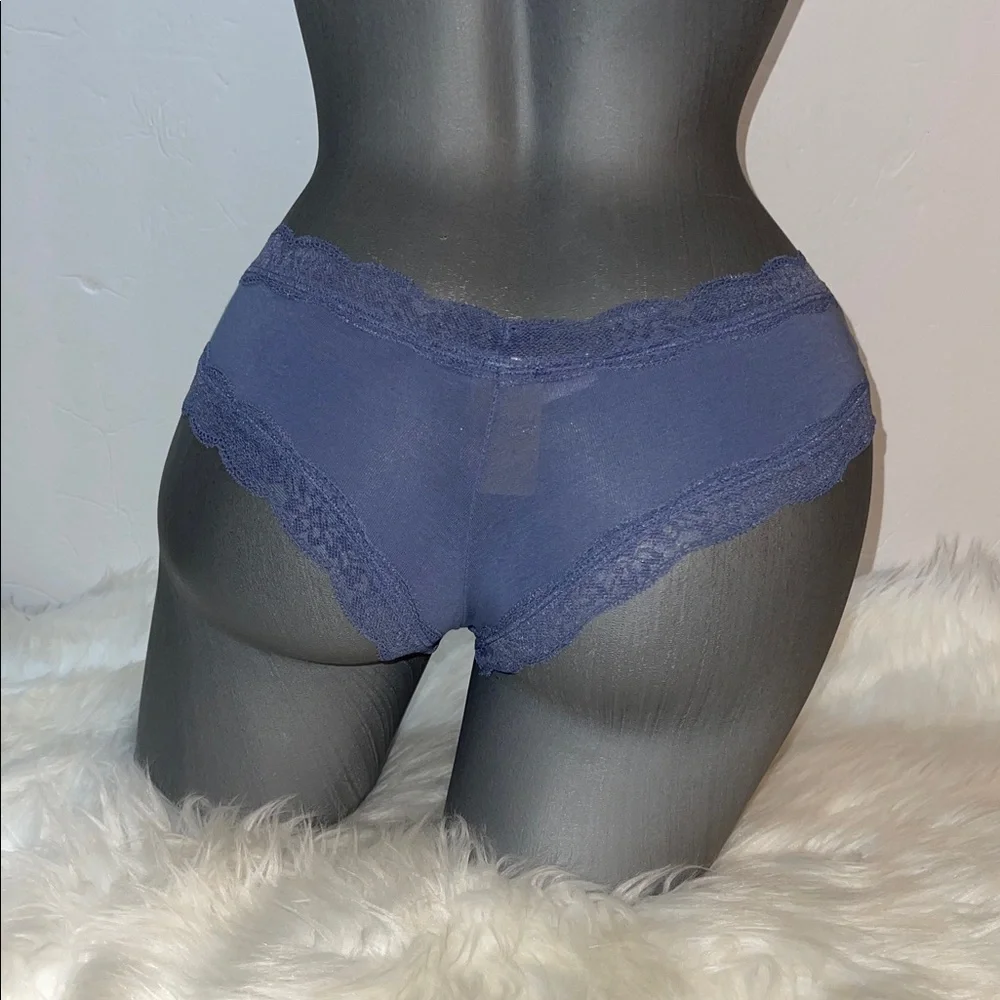 Victoria’s Secret Pink Cotton Lace-Trim Cheeky Cheekster Panty Underwear. NWT